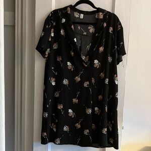 BP short dress - black with floral pattern